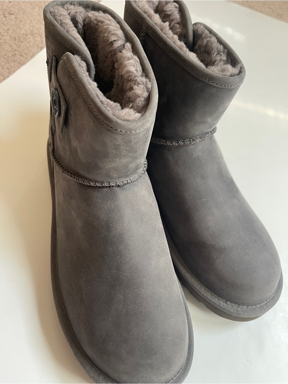 Uggs Women's Short Shearling-Lined Winter Boots - Gray